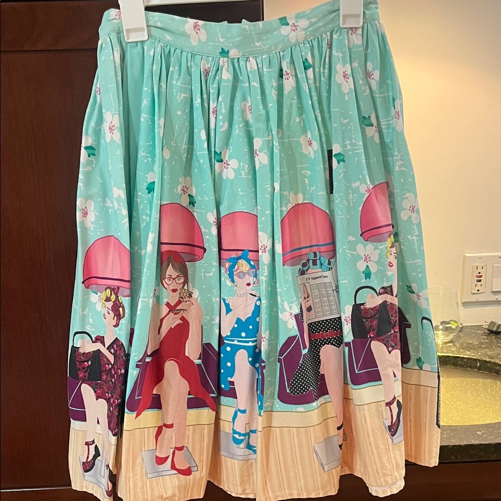 Unique Vintage Mint Green Skater Skirt